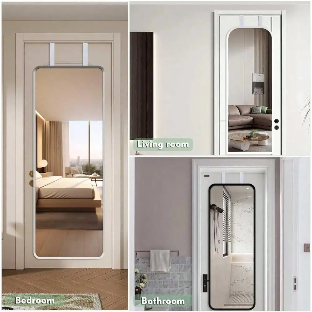 

[Склад в США Экспресс] Набор кронштейнов для белого дверного зеркала из 2 предметов, регулируемый по высоте, устойчивый к царапинам, незаменимый для дома