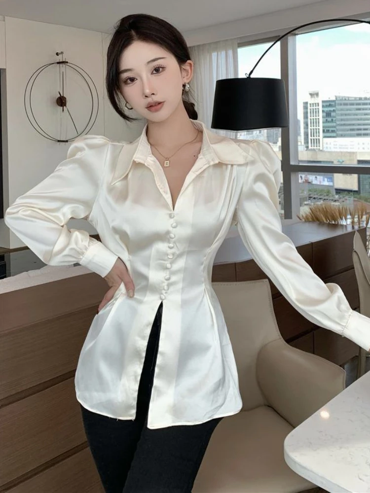 Shirts Women Lace-up Creativity Simple All-match Temperament Delicate Folds Stylish Korean Style Office Ladies Spring Casual New