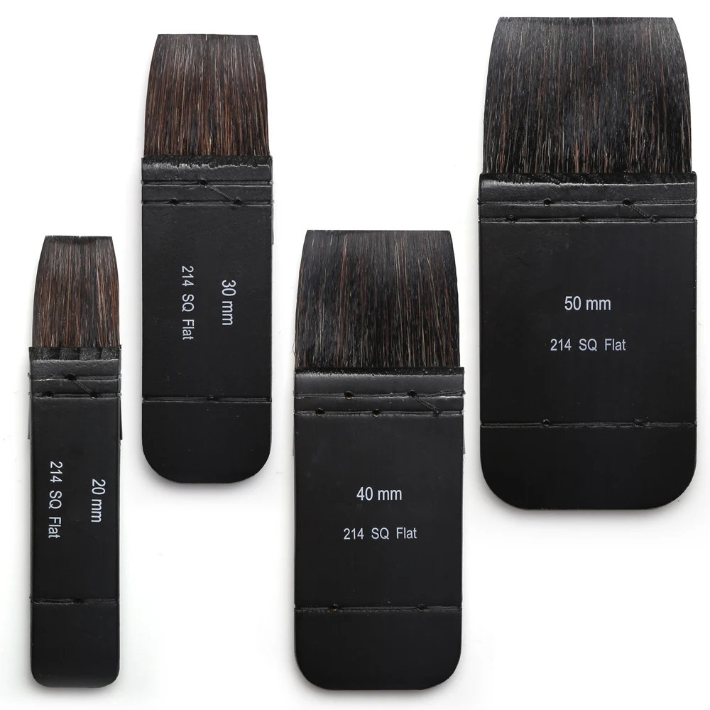 Dainayw Flat Watercolor Brush Professional,Bamboo Short Handle Squirrel Mix Hair Paint Brushes Artist Art Supplies