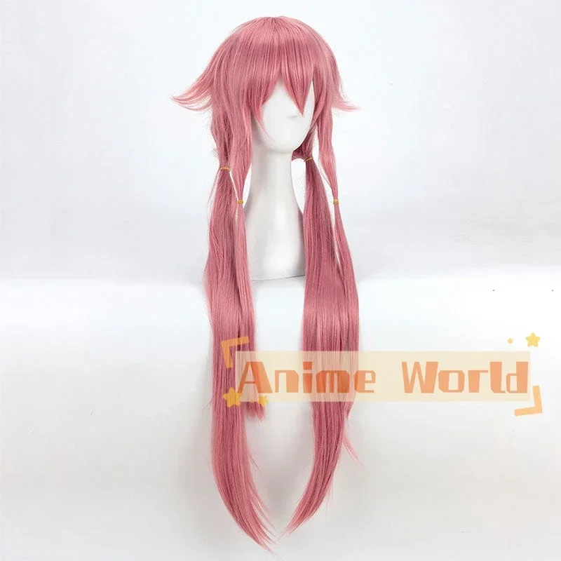 Future Diary Mirai Nikki Yuno Gasai Pink Cosplay Wig Halloween Synthetic Hair Heat view 3