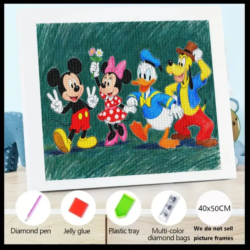 

1PC 5D Full Drill Crystal Diamond Painting Kit, Classic Disney Mickey Mouse Minnie Mouse Donald Duck Goofy Friends Cute Cartoon