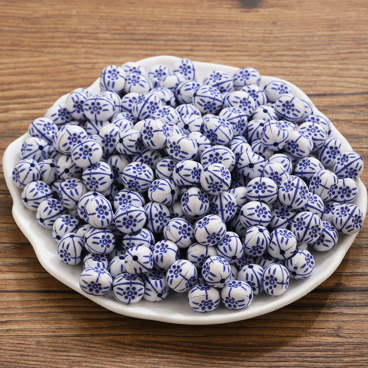 20 Stück Herz-Acrylperlen für Armband, Halskette, lose Zwischenperlen, DIY-Schmuckherstellungsmaterial, blaue und weiße Perlen, Großhandel – Detail 2