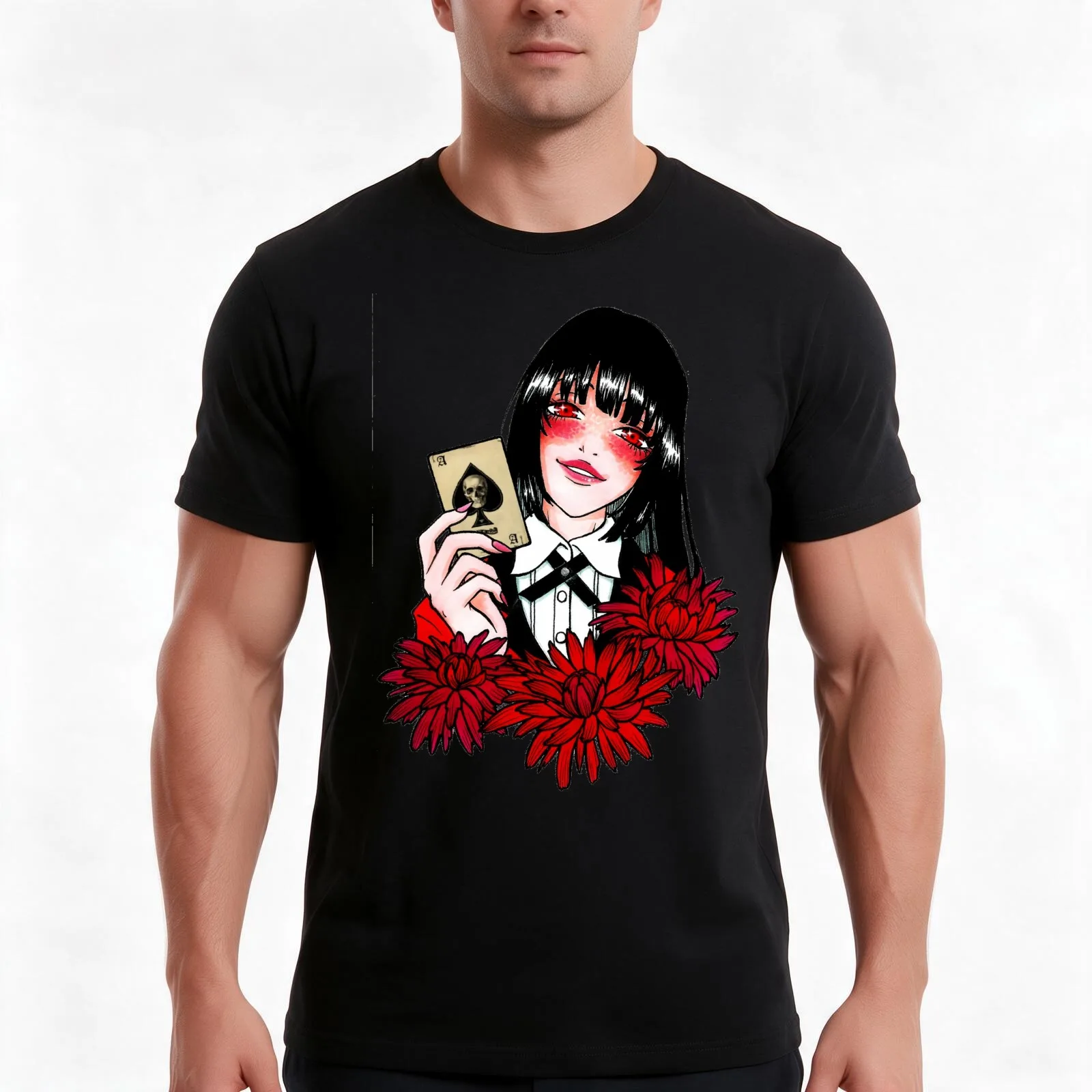 Jabami Yumeko - Gambler T-Shirt, Summer Casual Cotton Tee, Oversized Streetwear Tops, Vintage Graphic Print, Unisex Men Women