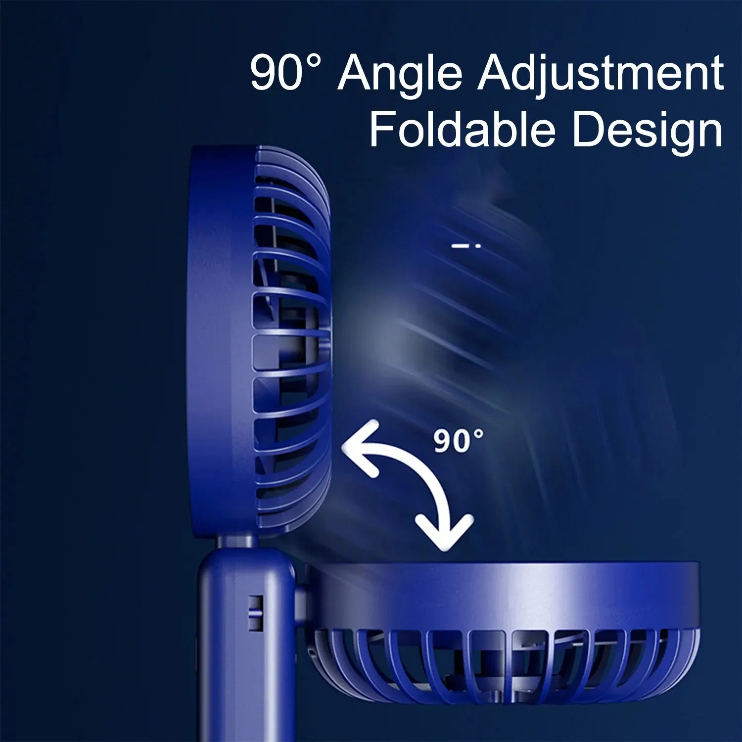 Portable Handheld Fan 5 Adjustable Speed Rechargeable Mini Fan 90° Angle Adjustment Foldable Fan Quiet Personal Fan