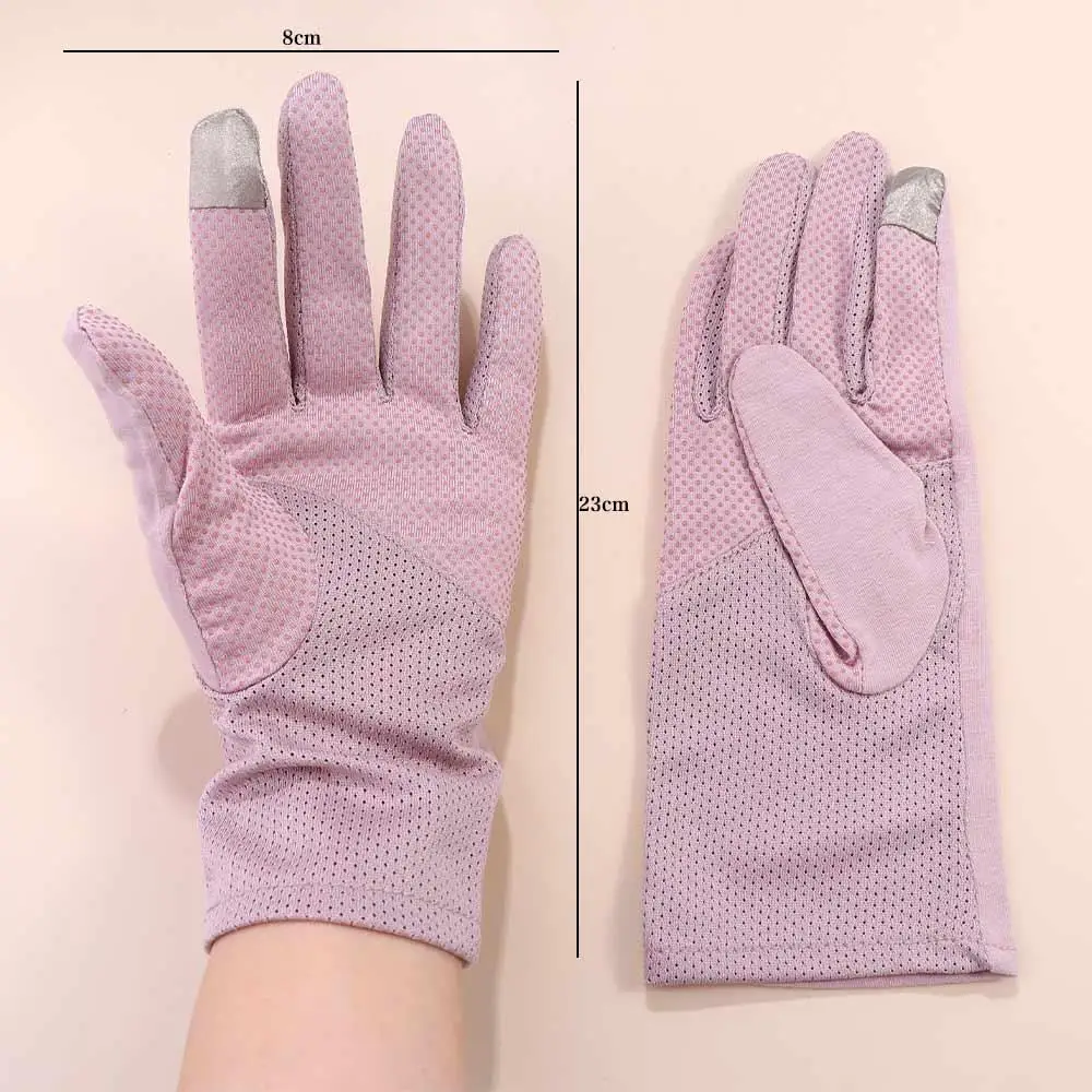 Breathable Riding Gloves Anti-slip Touch Screen Cotton Solid Color Summer Sunscreen Gloves Women Driving Gloves Outdoor Mittens