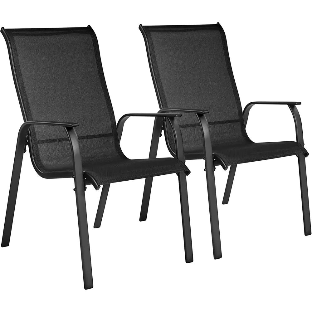 

Set of 2 Patio Dining Chairs, Outdoor Stackable Patio Chairs with Backrest/Armrests, All Weather Chairs for Garden/Law