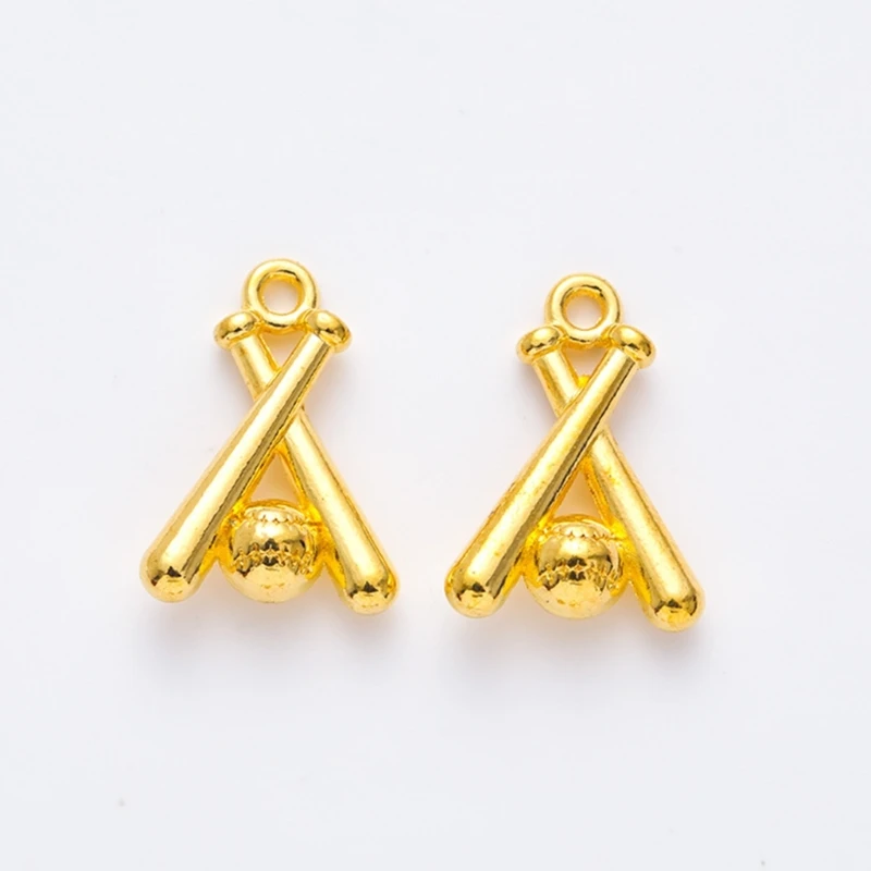 100pcs Baseball Bat Shaped Charm Rusts Resistant Alloy Pendant for Necklace and Bracelet Jewelry Making Accessories