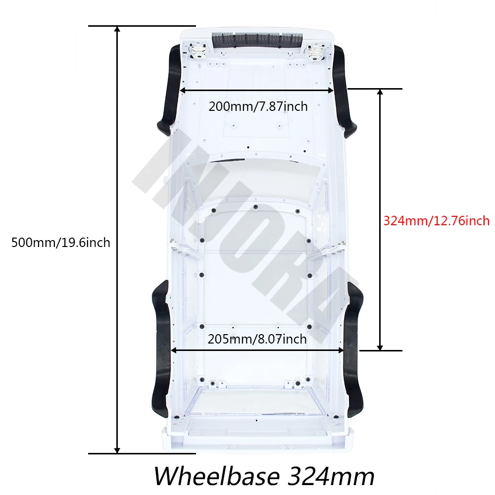 12.8inch 324mm Wheelbase Unassembled Cherokee Body Car Shell for 1/10 Scale RC Rock Crawler TRX-4