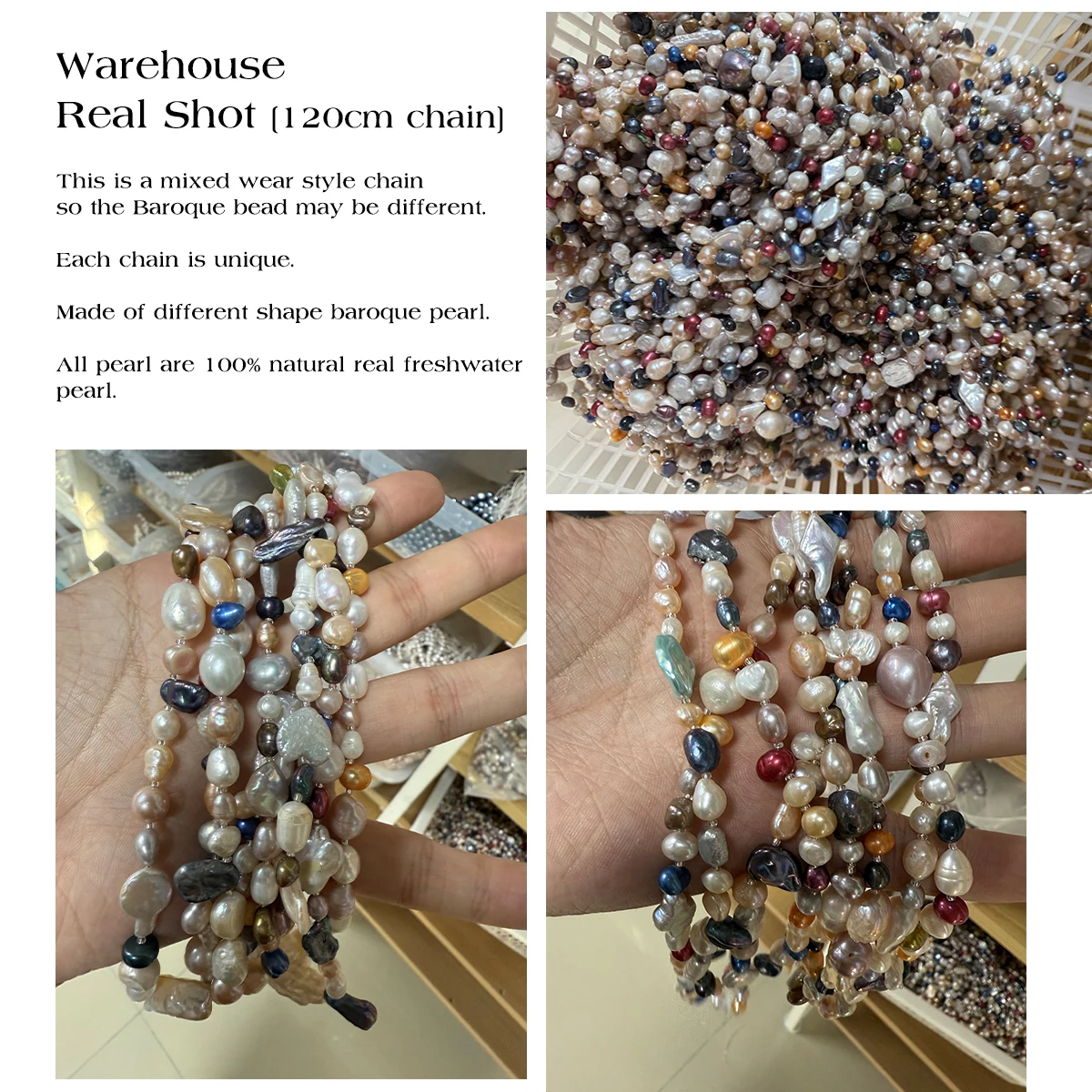 Natural Freshwater Pearl Necklace Baroque Irregular Colorful Sweater Chain for Women Jewelry Accessories Daily Gifts 120cm
