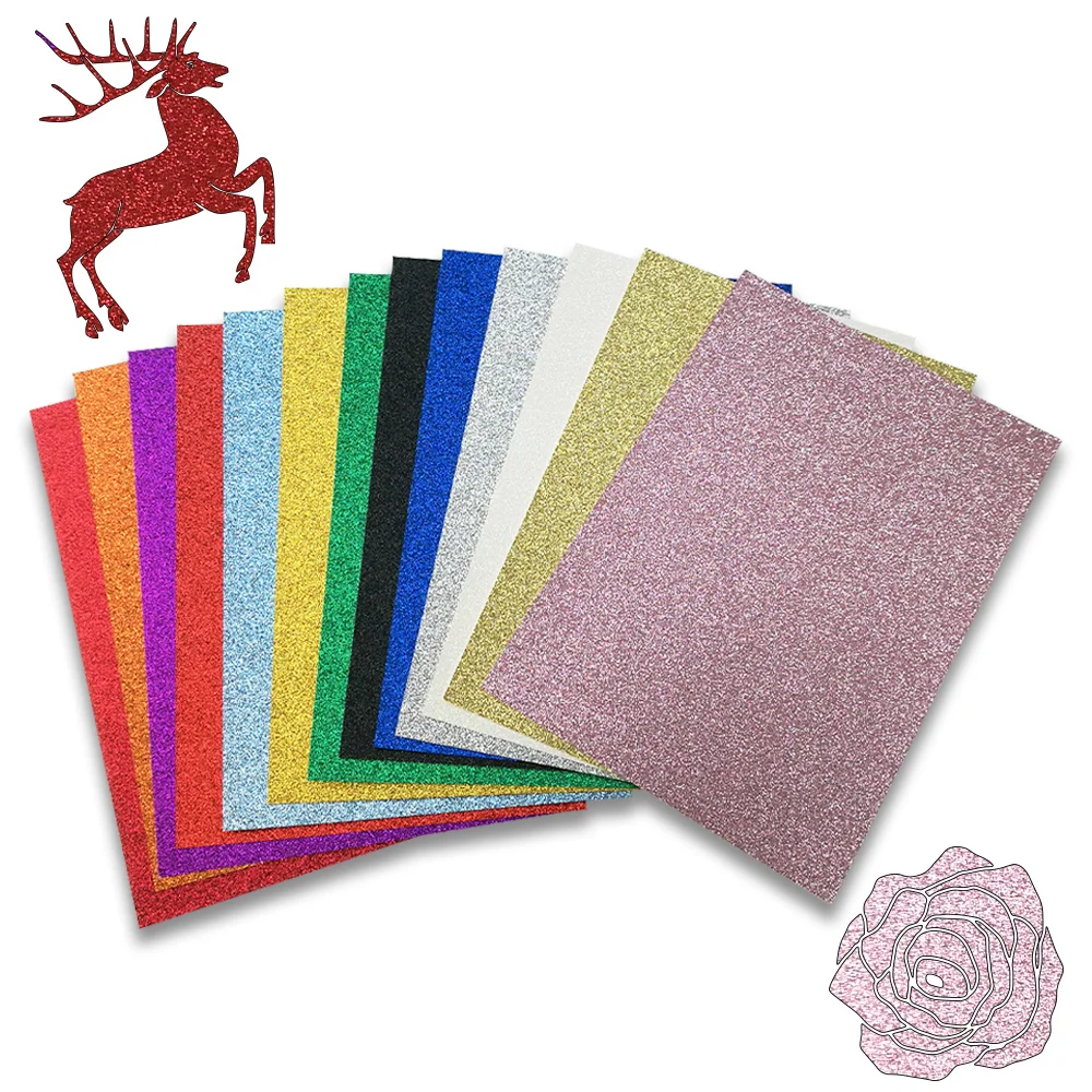 13sheet/Pack Multi-color 320gsm A4 SIZE Glitter Cardstock Holographic Card Paper