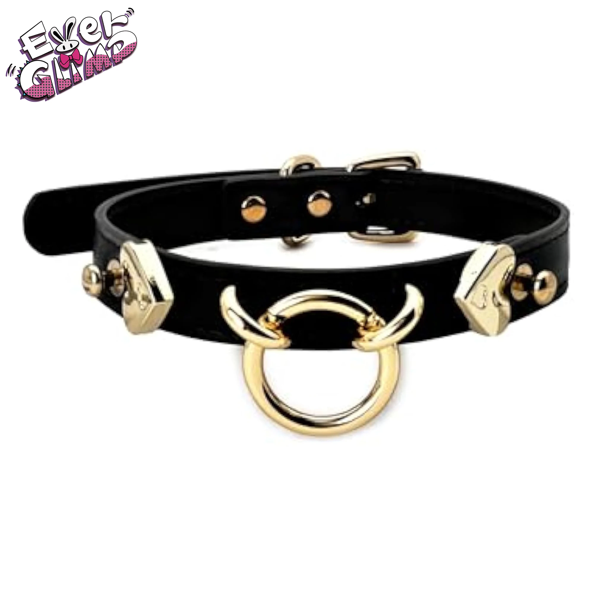 

EverGlimp Leather Choker Necklace for Women Punk Gothic Gold-Tone