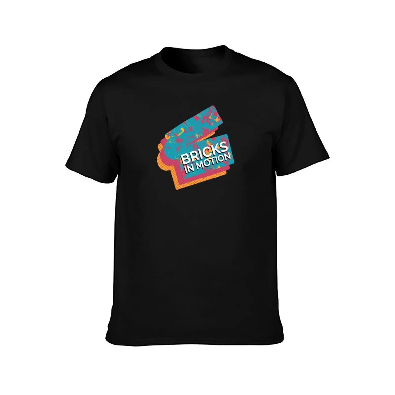 Bricks in Motion Logo T-Shirt, Summer Casual Cotton Tee, Oversized Streetwear Tops, Vintage Graphic Print, Unisex Men Women