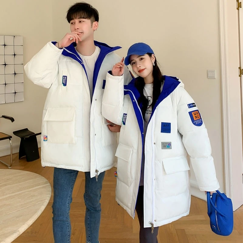 2025 جديد وصول للجنسين مزدوجة الوجهين القطن معطف مبطّن الكورية نمط منتصف طول سترة منفوخة سميكة ملابس خارجية للأزواج