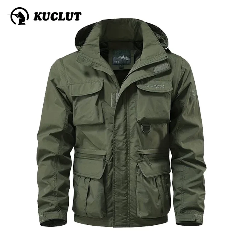 New Spring Detachable Sleeve Jacket Men Loose Oversized Casual Multi Pocket Working Clothes Outdoors Training Hunting Uniform