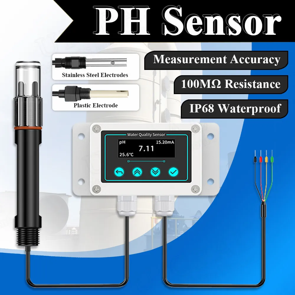 pH Sensor Industrial Water Quality Turbidity Tester ORP Electrode Probe EC Transmitter pH Meter Environmental Detection