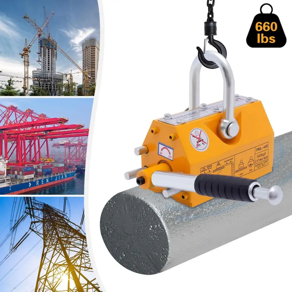 660lbs Heavy Duty Steel Magnetic Lifter Neodymium Crane Lift Magnet Kit Magnetized Handle Adsorption Capacity Steel Plate