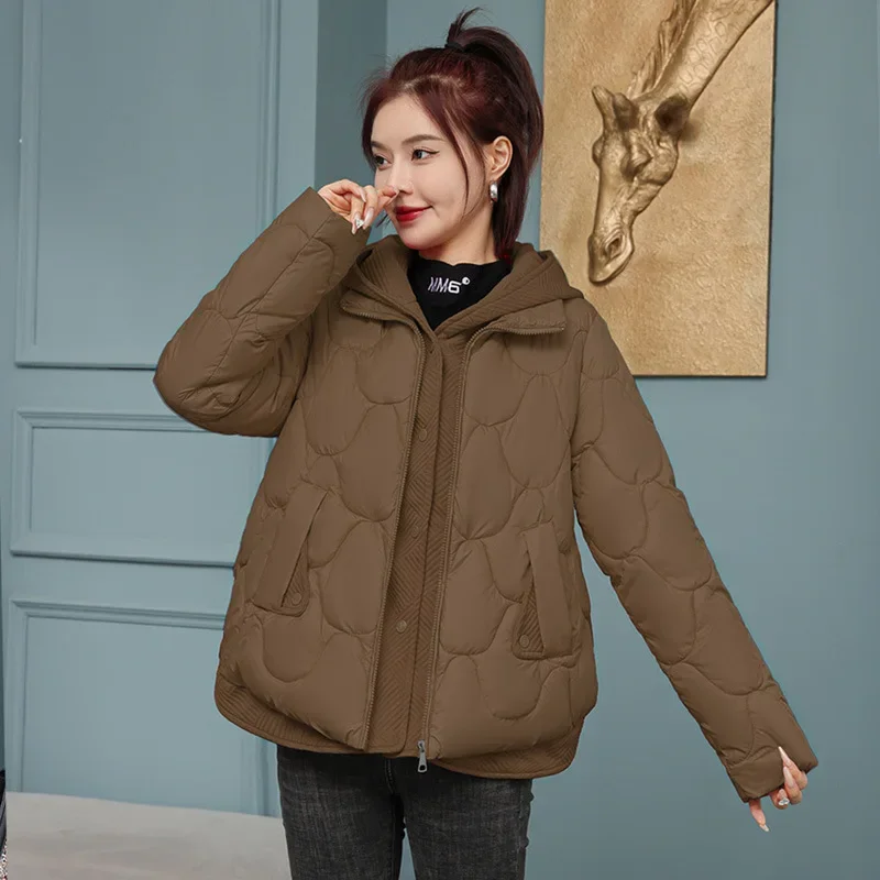 Women\'s winter jacket 2024 Coat Fake Two-Piece Down Cotton Clothes Snow Wear Outwear Warm Cotton-Padded Jacket OutCoat Lady