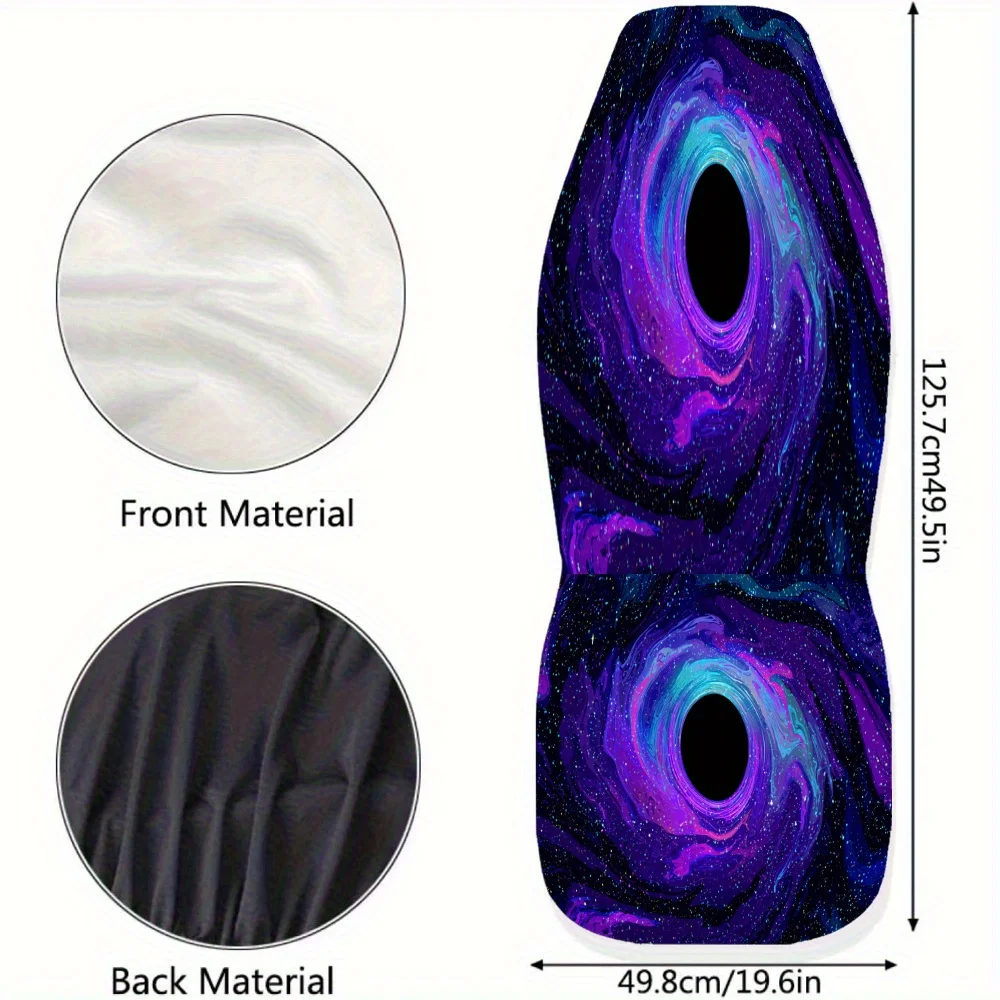 قطعتان من أغطية مقاعد السيارة ذات الطباعة الفنية الدوامة الكونية للنساء والرجال، واقي المقعد الأمامي العالمي للسيارات وسيارات الدفع الرباعي وسيارات السيدان و