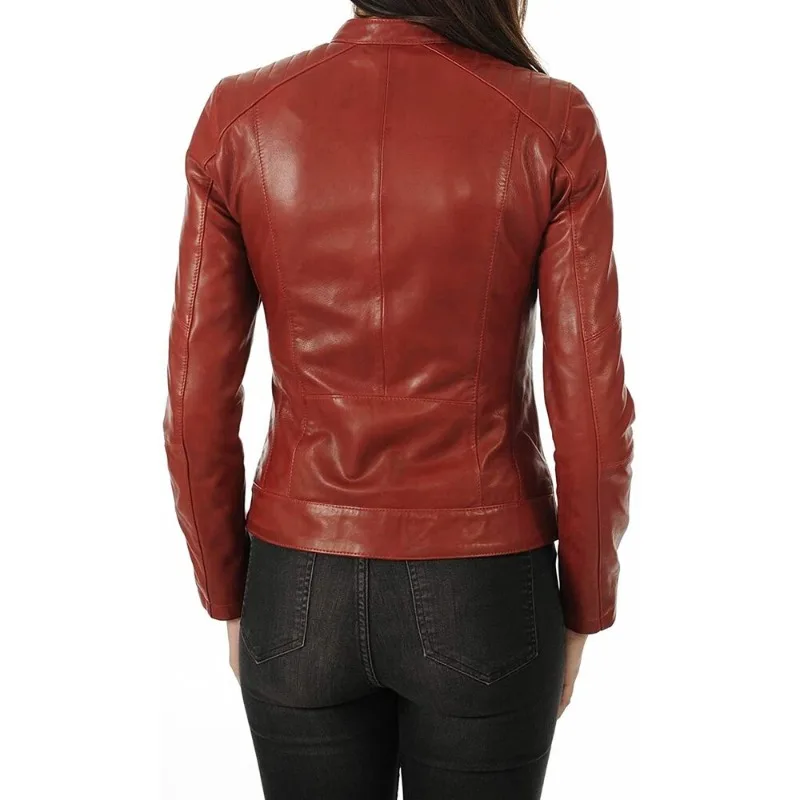 Women's 100% Premium Outwear Genuine Sheepskin Leather Jacket Fashion Style Coat