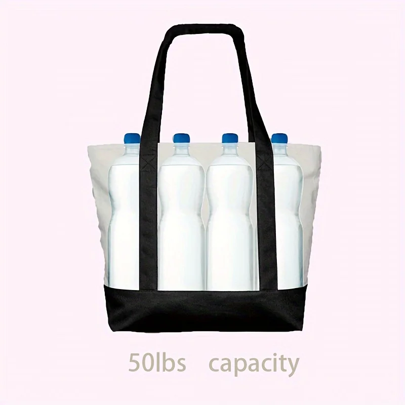 (Please Send a Private Message to Customer Service) Canvas High-capacity Tote Bag DIY Picture Text Customization Beach Bag