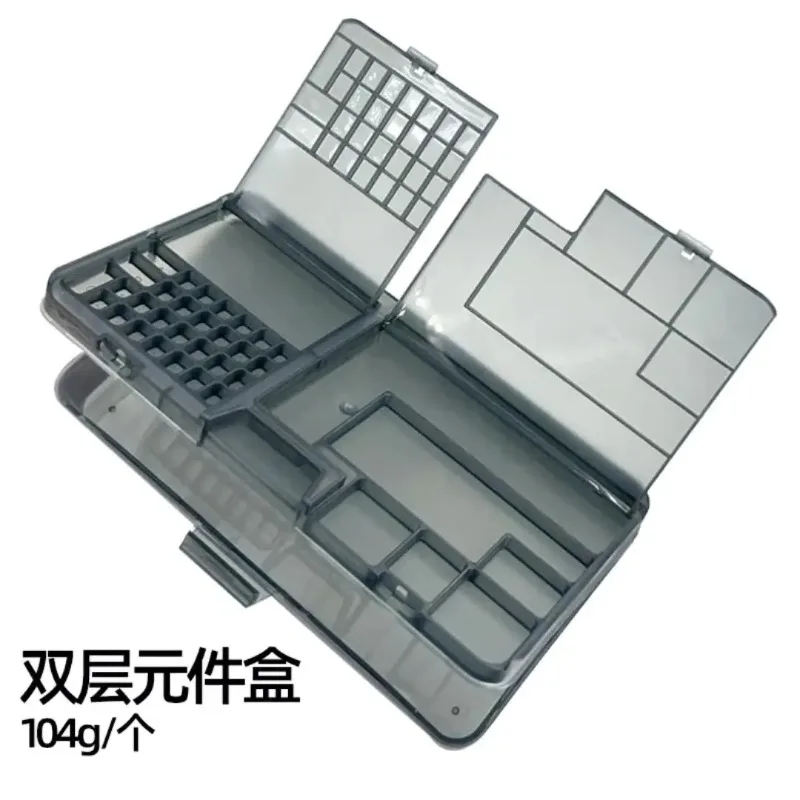 Double layered desktop for mobile phone repair storage box,transparent compartment for electronic components storage,screw tools