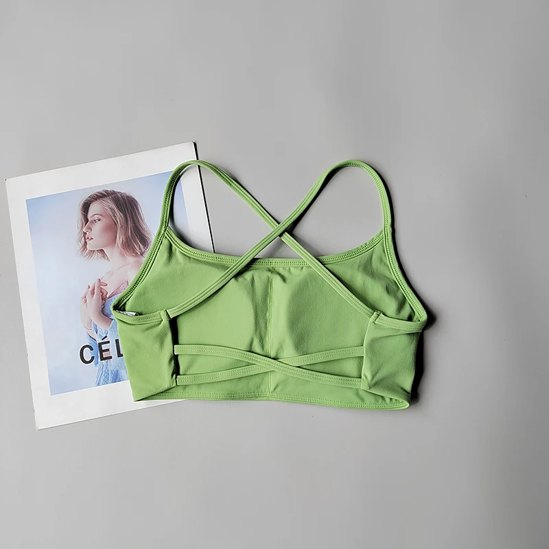 Crossed Shoulder Straps Yoga Bra Thin Straps Beautiful Back Breathable Quick Dry Fitness Exercise Lingerie Training Pilates Bra