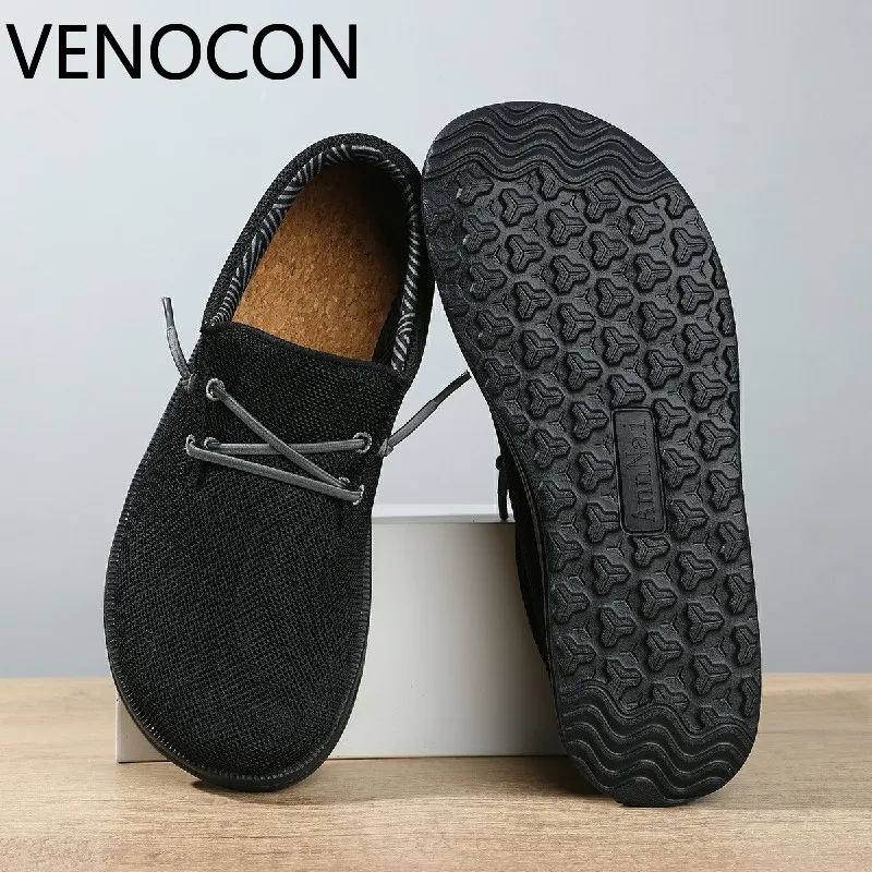 VENOCON Barefoot Wide Ball Toe Box Nose Canvas Lining Mesh Upper Minimalist Slip-On Loafers Shoes Sneakers For Man Men Woman