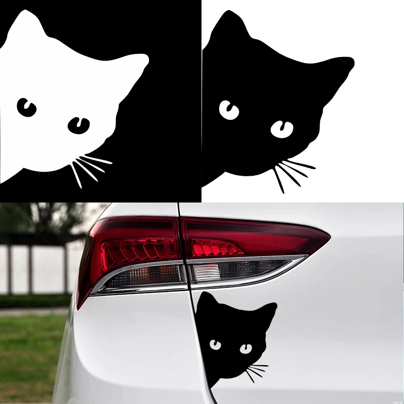 Car interior stickers black/white/laser cat stickers fun vinyl stickers car styling decorative accessories