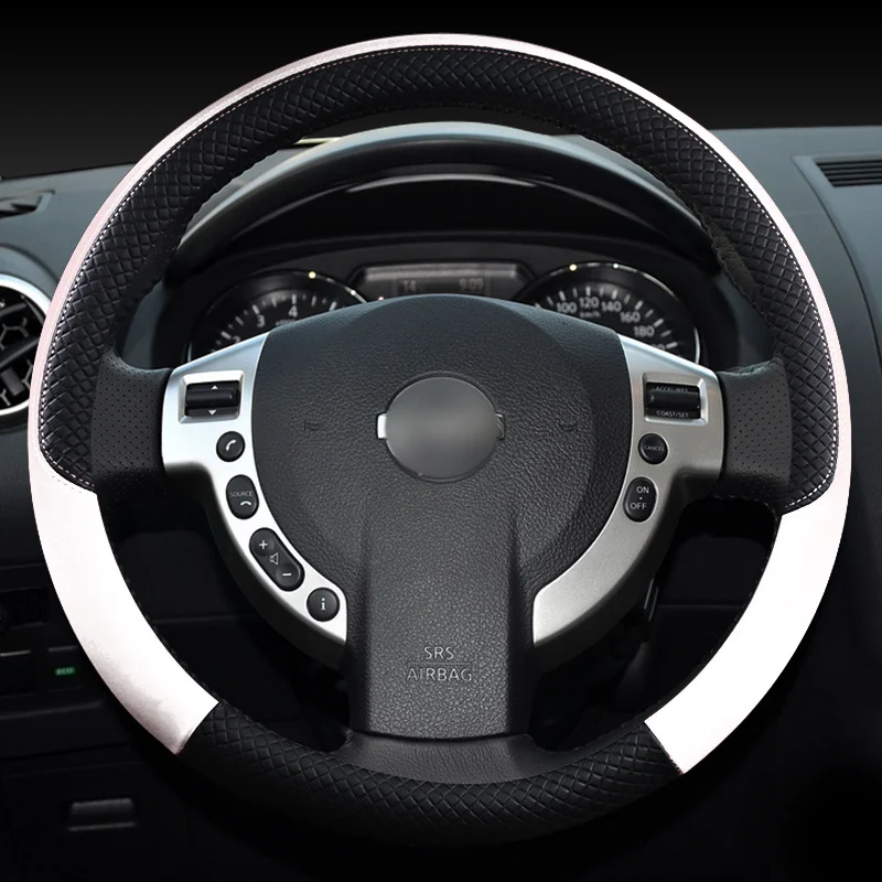 37cm 38cm Artificial Leather Car Steering Wheel Cover for Nissan Qashqai J10 Terrano I II Auto Sport Fashion stylish interior