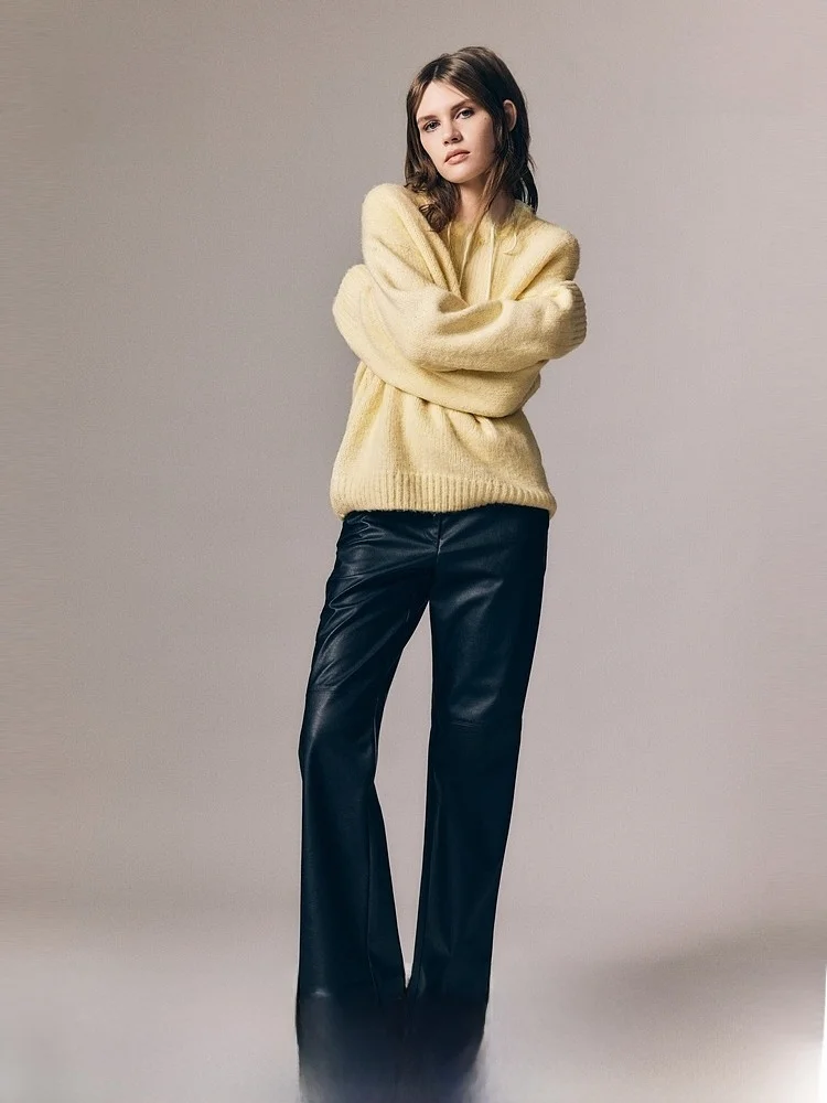 

Новое весеннее поступление, женский вязаный свитер Fine Gauge H & M, повседневный крой с заниженными плечами, полиэстер, акрил, смесь шерсти, обычные Thi...