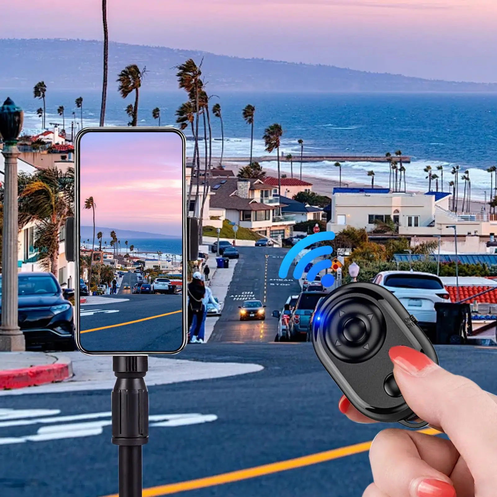 Mini telecomando wireless compatibile con Bluetooth, autoscatto, pulsante dell'otturatore per fotocamera, per video con spazzole Android ForApple Ios