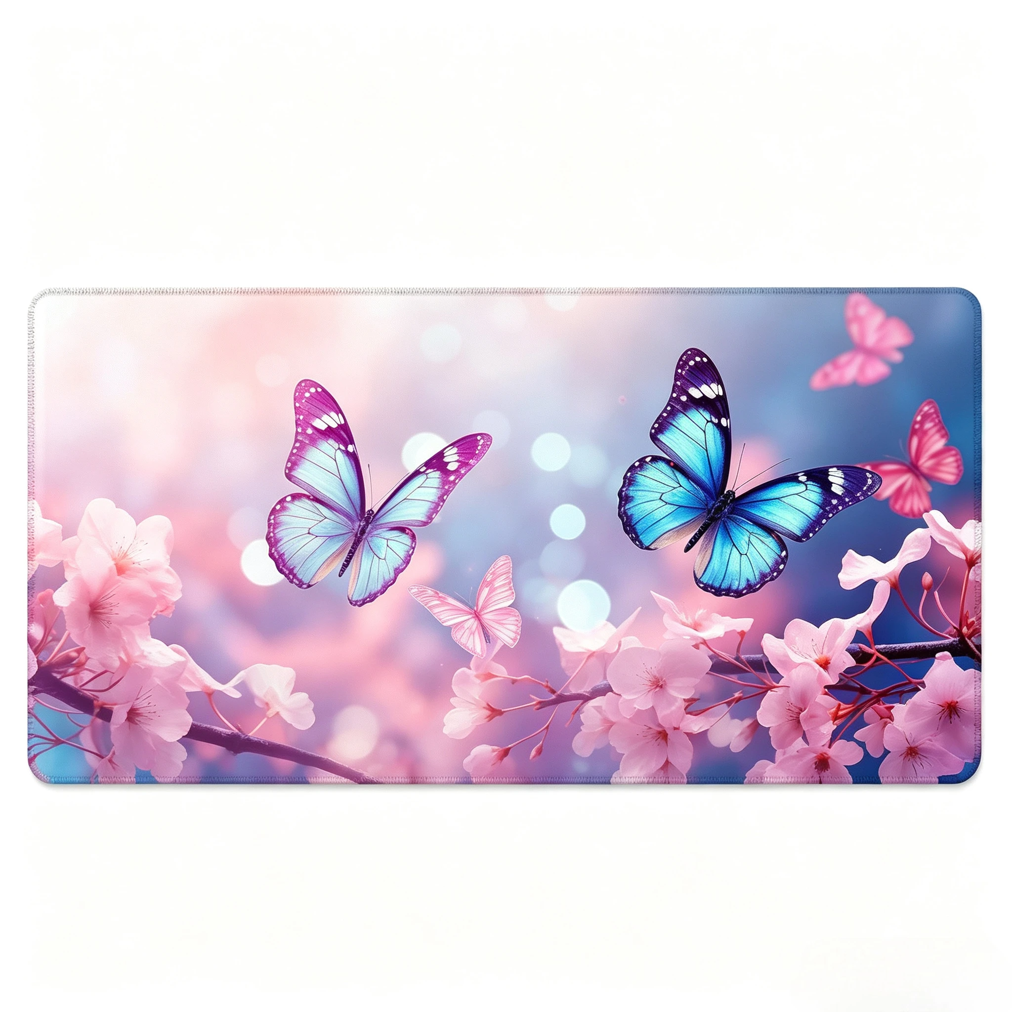 Butterfly Cherry Blossom TCG Play Mat Durable Smooth Tabletop Deskpad Party Gathering Card Game Mat Non-slip Keyboard MousePad