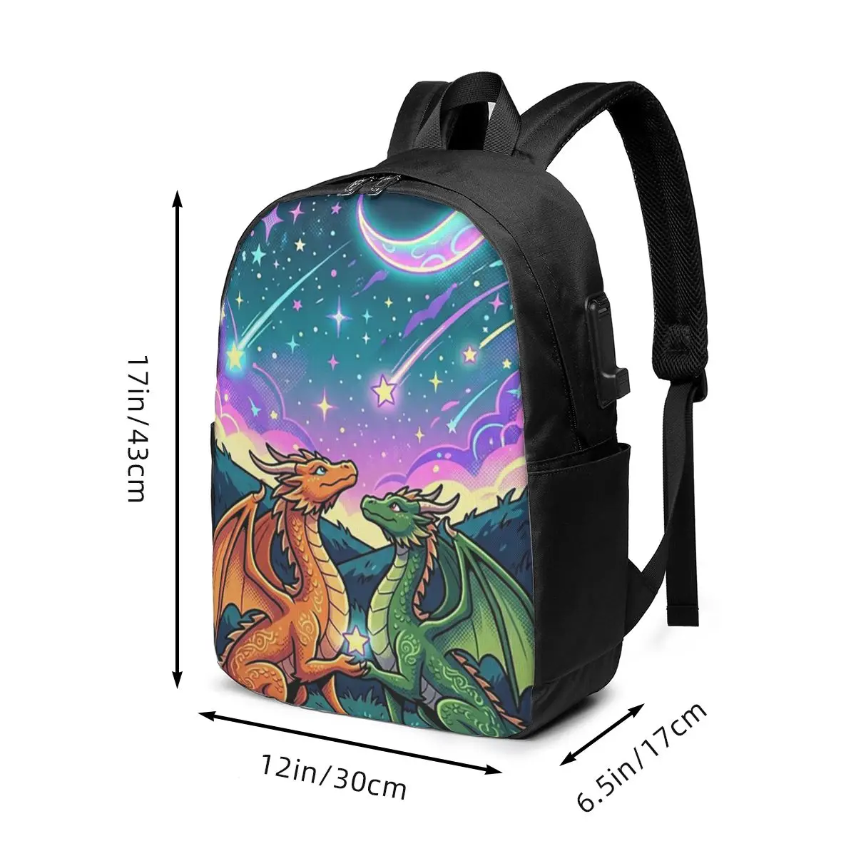 Nordic Aurora And Dragon Soaring Sky Backpack Travel Notebook Bag Computer College Student School Bag Laptop Shoulder Bags