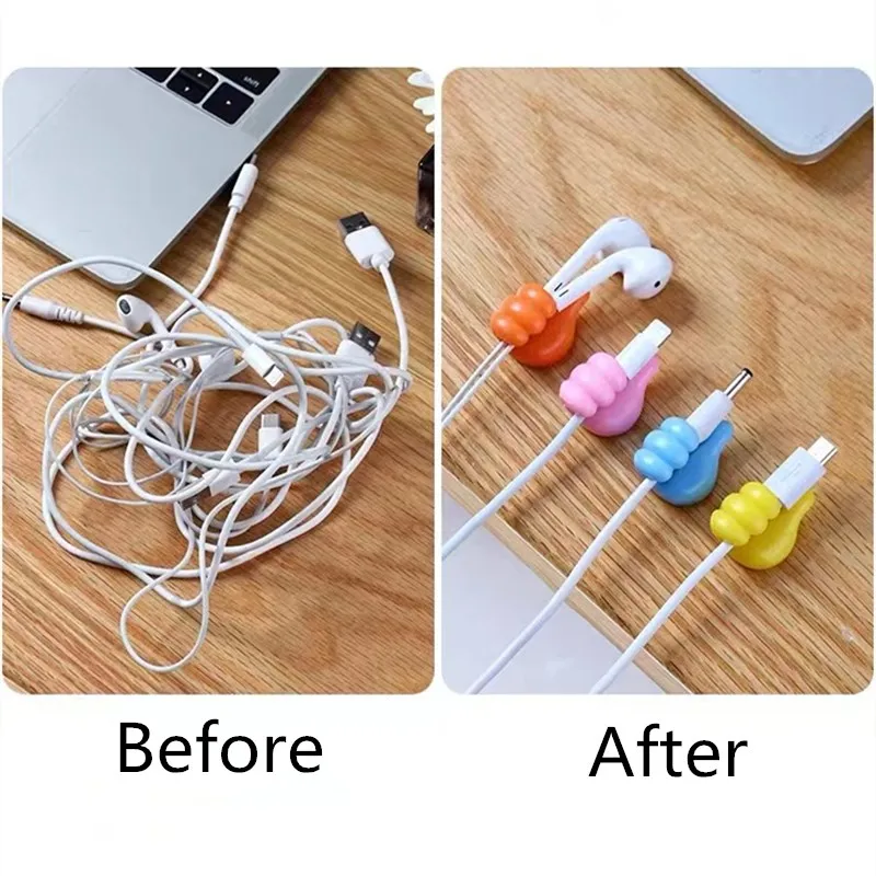 Силиконовый органайзер для USB-кабеля, крючки для намотки, зажимы для управления проводами, держатель кабеля для мыши, наушников, автомобильные настенные крючки, вешалка