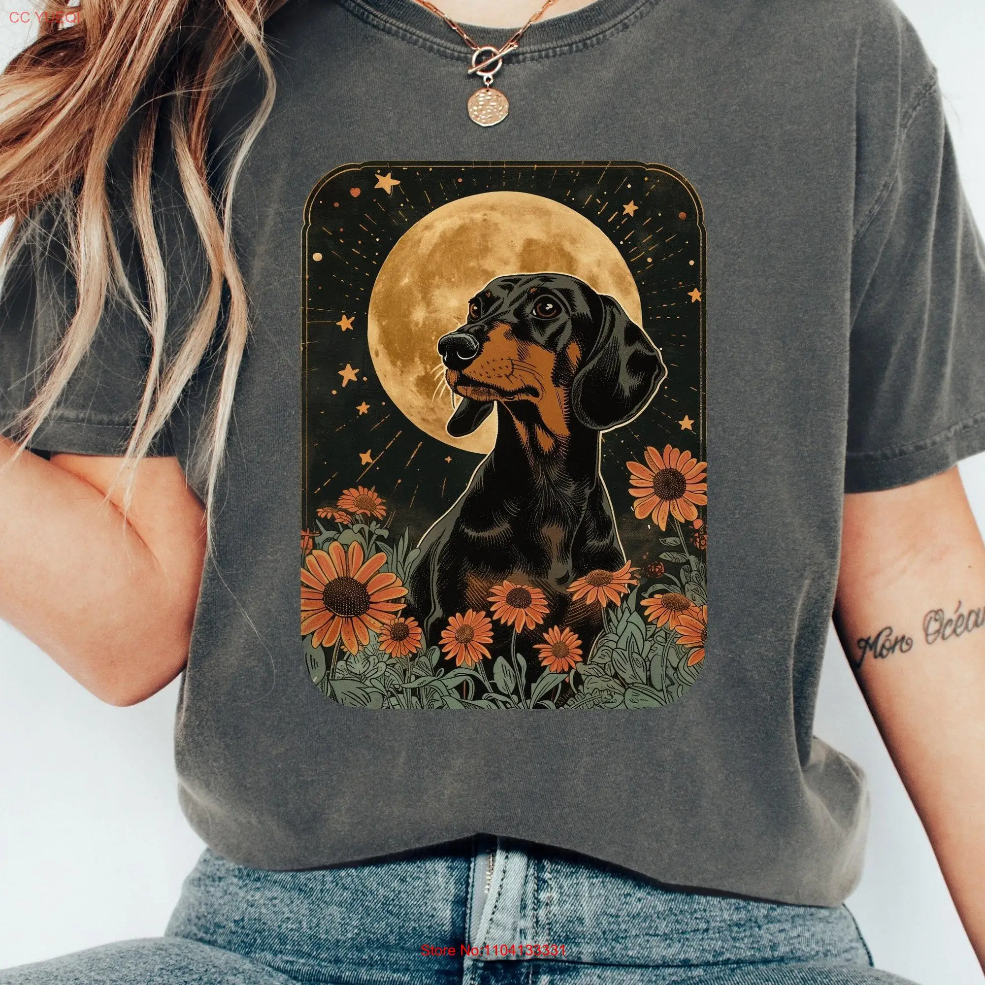 Dachshund T Shirt Wiener Dog Doxie Weenie Mama Mom Tarot Card Vintage Comfort Colors long or short sleeves