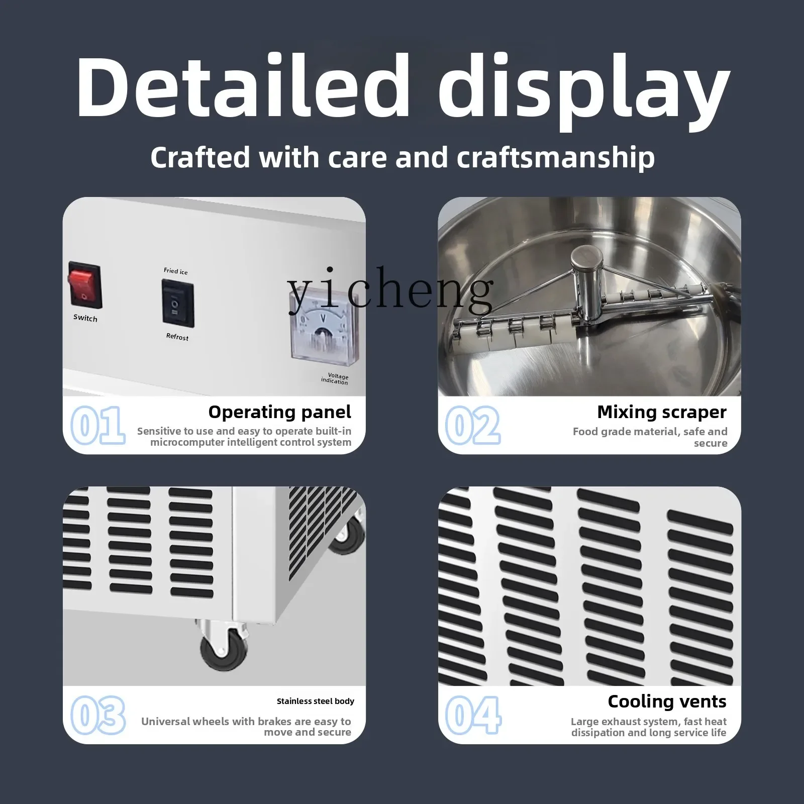 automatic ice frying machine plug-in thick cutting fried yogurt machine ice cream commercial stall