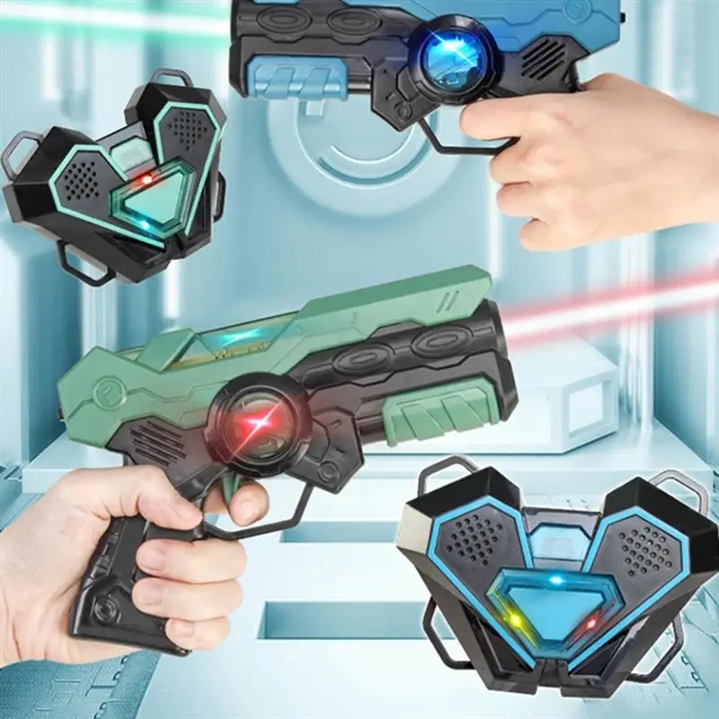 Pistolas de juguete con etiqueta láser eléctrica, proyector infrarrojo, arma, Blaster, Pistola, Kit de batalla láser, juegos de interacción para niños, 2 unids/set