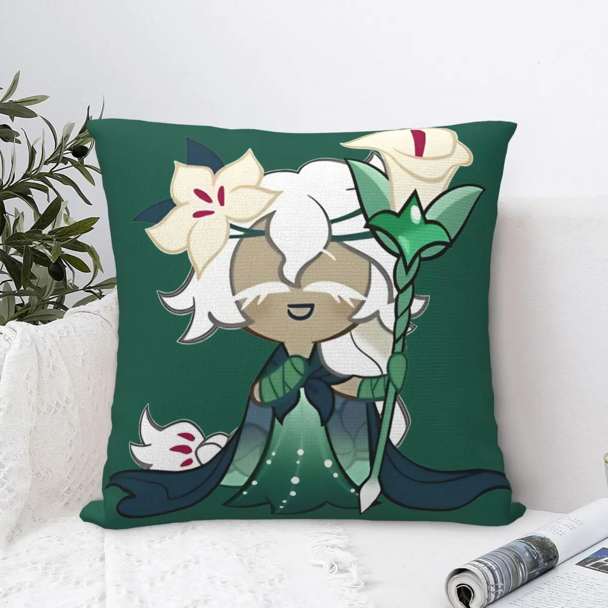 White Lily Cookie! Cookie Run Kingdom Pillow Cases Cushion Cover Awesome Decorative Pillowcover for Car 45*45cm