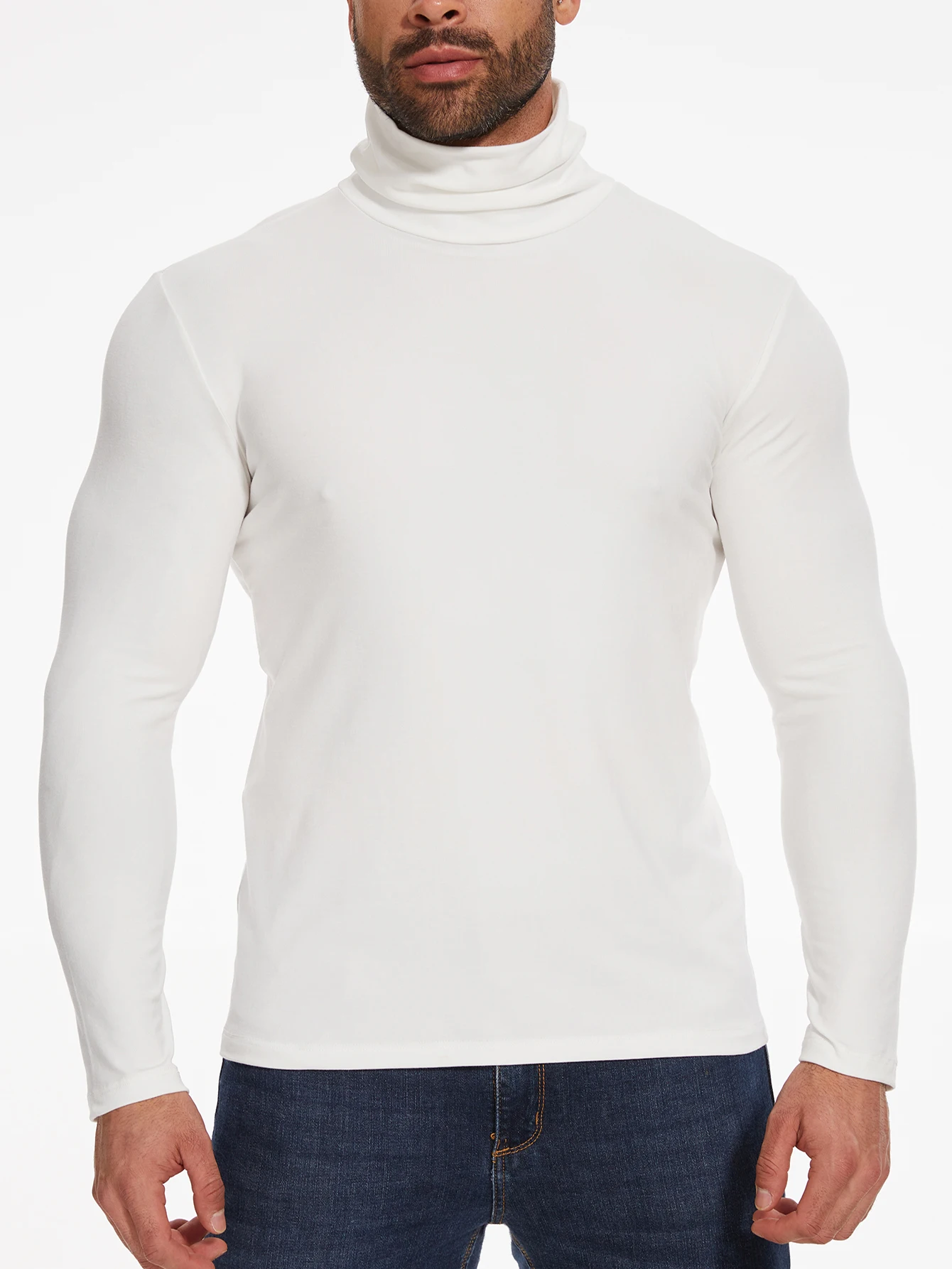 High Neck Autumn Winter Thermal Underwear Tops for Mens T-shirt Slim Fit Fashion Long Sleeve Bottoming Shirt Apparel Pullover