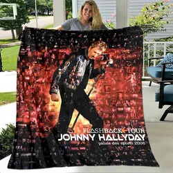 French rock star Johnny Hallyday print blanket picnic blanket vintage blanket home travel birthday gift bed blanket thin blanket