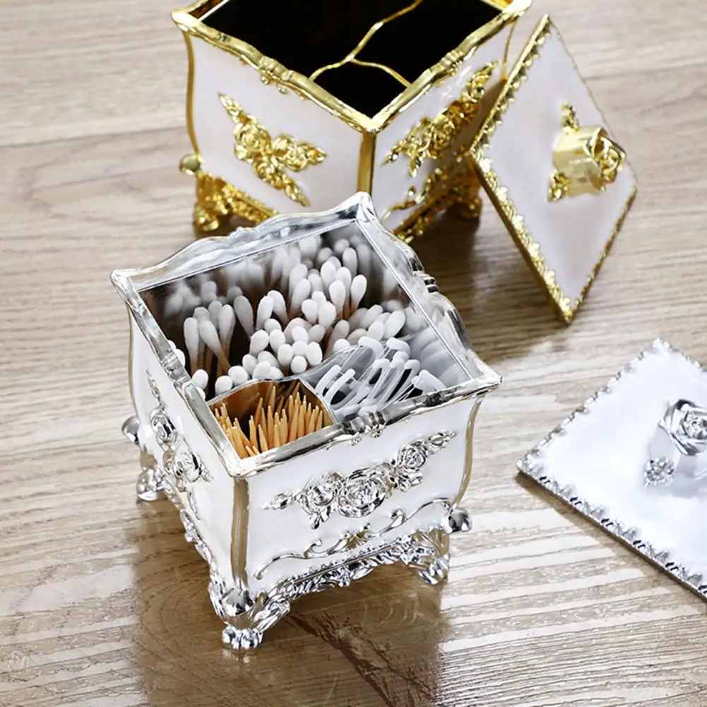 Attractive Cotton Swab Container European Style Long Lasting Charming Organizer Box Household Supplies