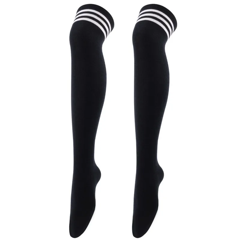 Sexy Black White Striped Long Socks Women Over Knee Thigh High Over The Knee Stockings Ladies Girls Warm Knee Socks Winter