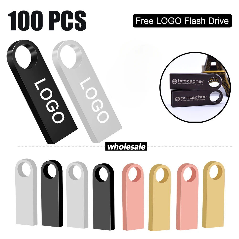 100pcs/lot Custom LOGO Pendrive Memory Stick 32Gb 4Gb Metal Usb Flash Drive 16GB Pen Drive 64Gb 8Gb USB Stick Gift memory U disk