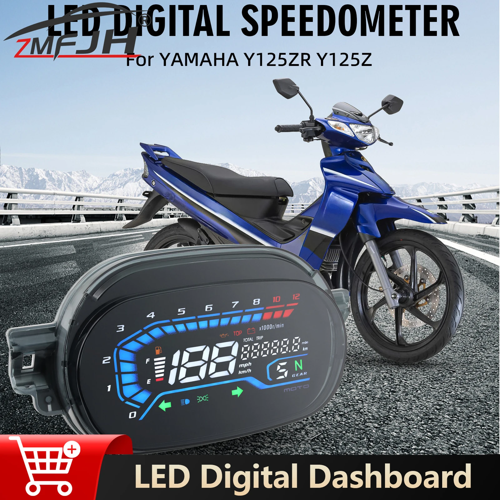 

Светодиодный цифровой спидометр, датчик оборотов мотоцикла, MPH KMH, измеритель скорости с указателем поворота, датчик уровня топлива для YAMAHA Y125ZR Y125Z