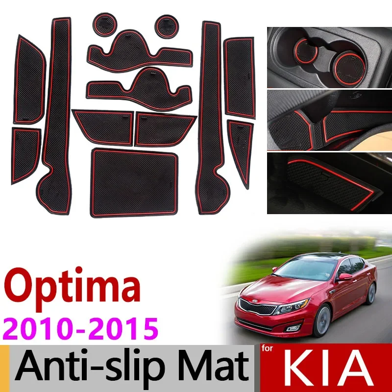 Anti-Slip Gate Slot Mat Rubber Coaster for KIA Optima 2010 2011 2012 2013 2014 2015 KIA K5 TF MK3 Accessories Car Stickers 13pcs