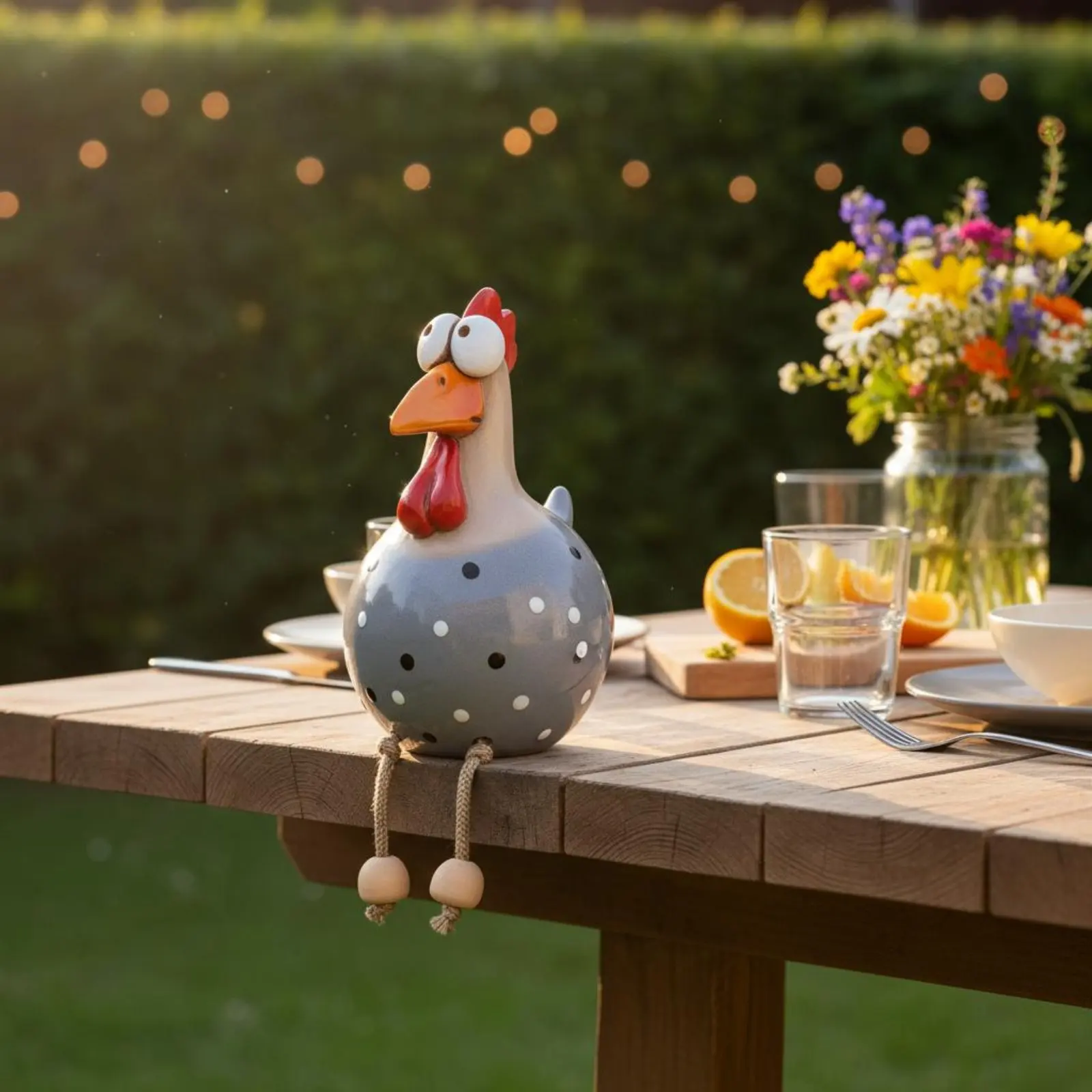 Leg-Dangling Chicken Figurine Playful Design Long-Legged Chicken Decor Hanging Ornament Colorful Handmade Look for Yard, Patio view 2