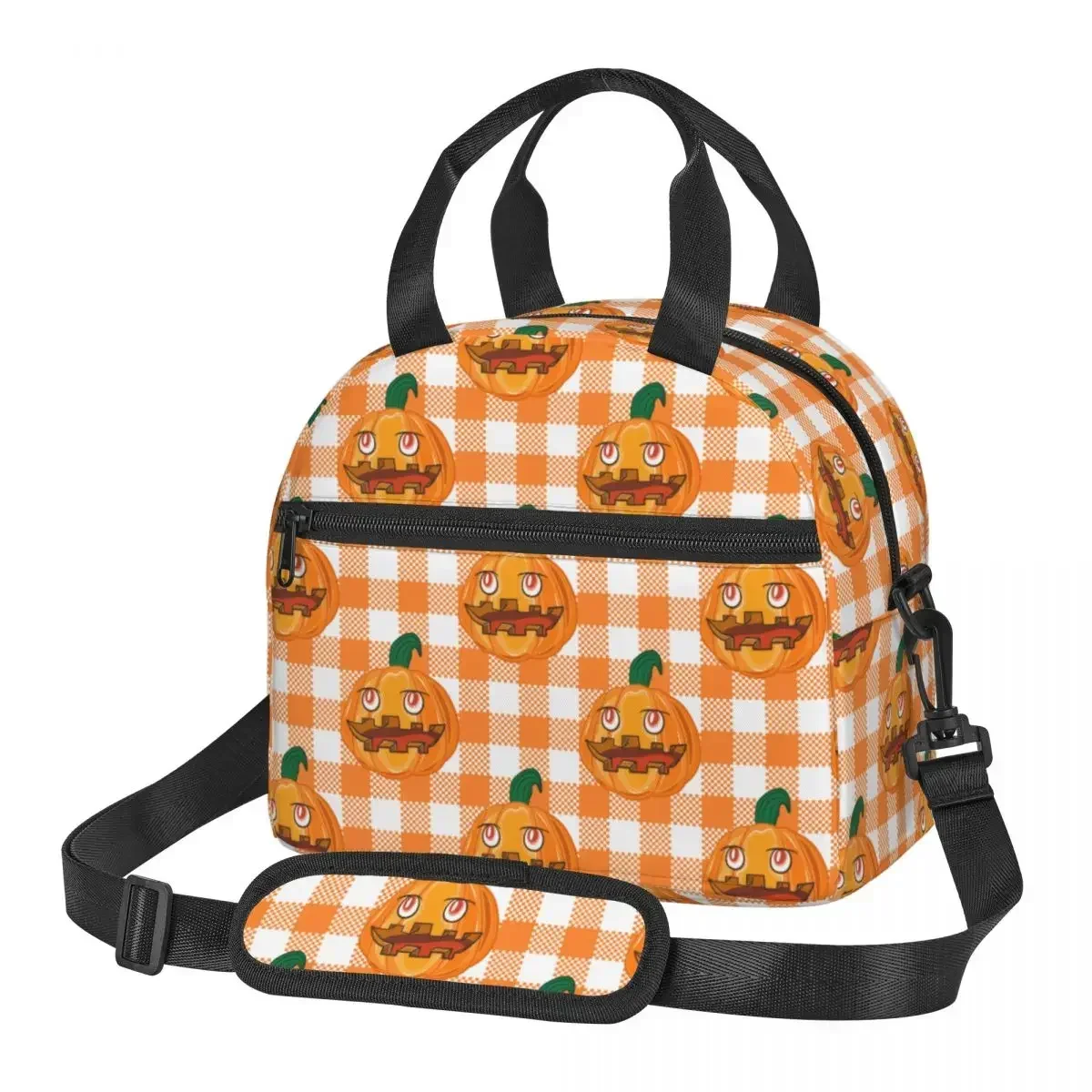 Cartoon Cute Halloween Pumpkin Large Thermal Insulated Lunch Bag Strap Reusable Food Container Bags Thermal Cooler Food Box