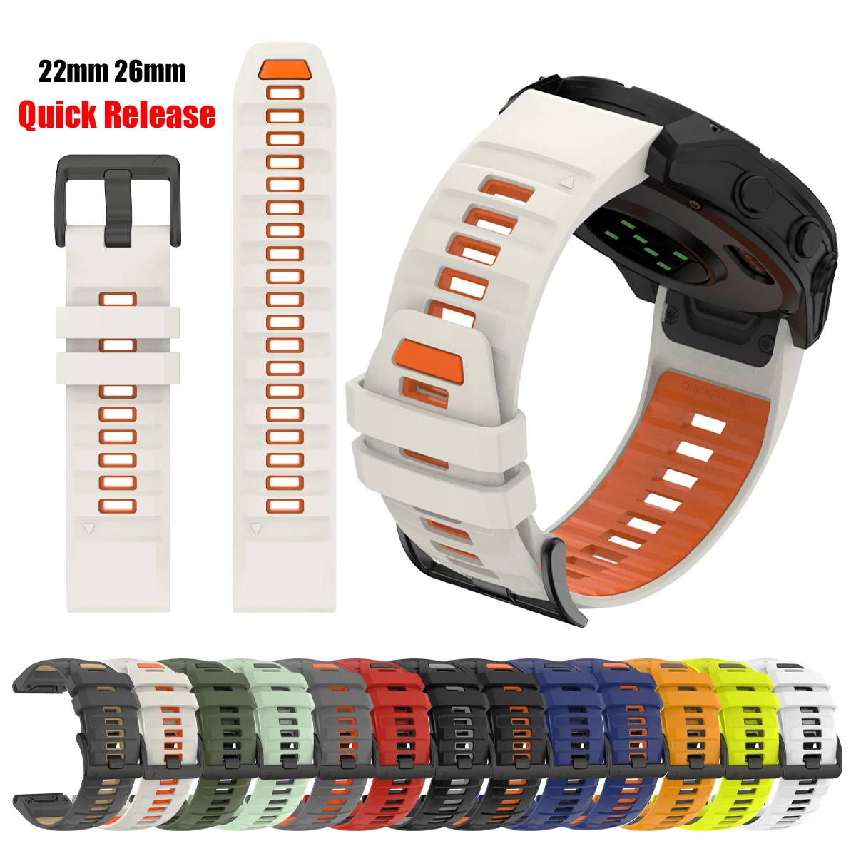 Pasek QuickFit 22mm 26mm do Garmin Fenix 8 Pro, Fenix 6, 6X Pro, 7, 7X, 5X, 5 Plus, silikonowa opaska do zegarka, bransoletka Tactix 8/Instinct 3970