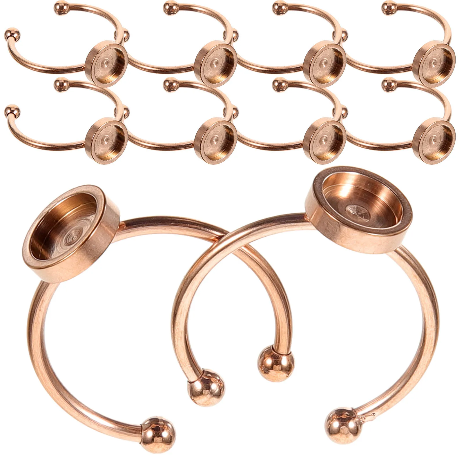 10Pcs Stainless Steel Adjustable Ring Blanks Ring Base Blank Bezel Blanks for DIY Jewelry Making Finger Rings Accessories