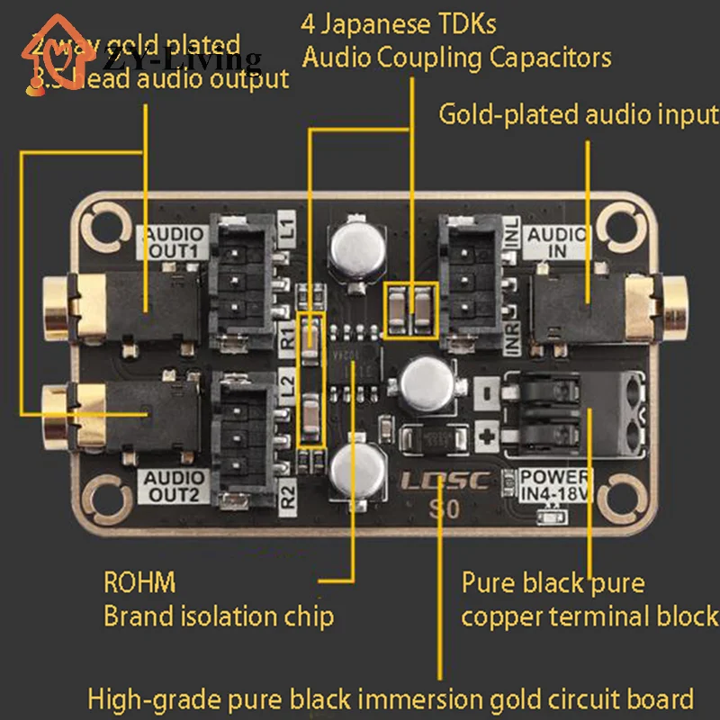 1PCS Audio Isolation Noise Reduction Module Audio Common Ground Noise Cancellation DIY Power Amplifier Board